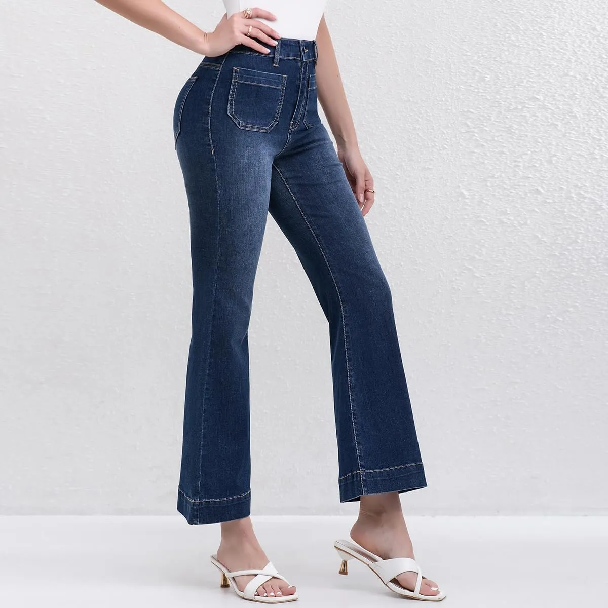 AEJ High Waisted Bootcut Jeans for Women, Stretchy Retro Trendy Flare Bell Bottom Jeans Petite Women's Denim Pants
