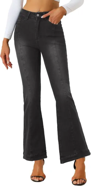 Allegra K Women's High Waist Flare Jeans Retro Stretchy Denim Jean Pants Bell Bottom Jeans