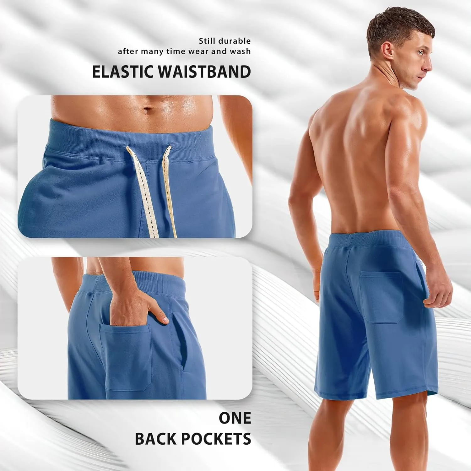 AMY COULEE Men's Casual Classic Shorts Athletic Cotton Sweat Shorts with Drawstring