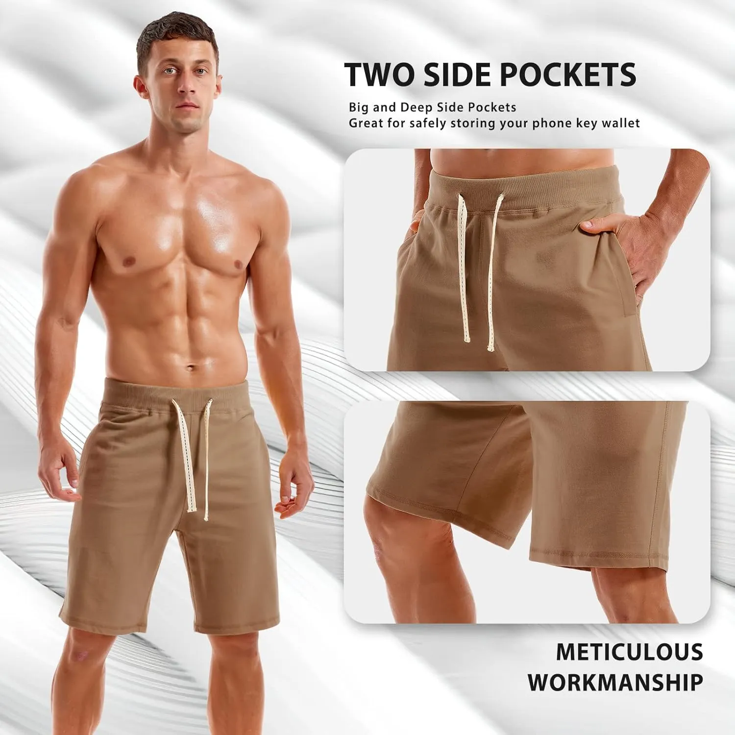 AMY COULEE Men's Casual Classic Shorts Athletic Cotton Sweat Shorts with Drawstring