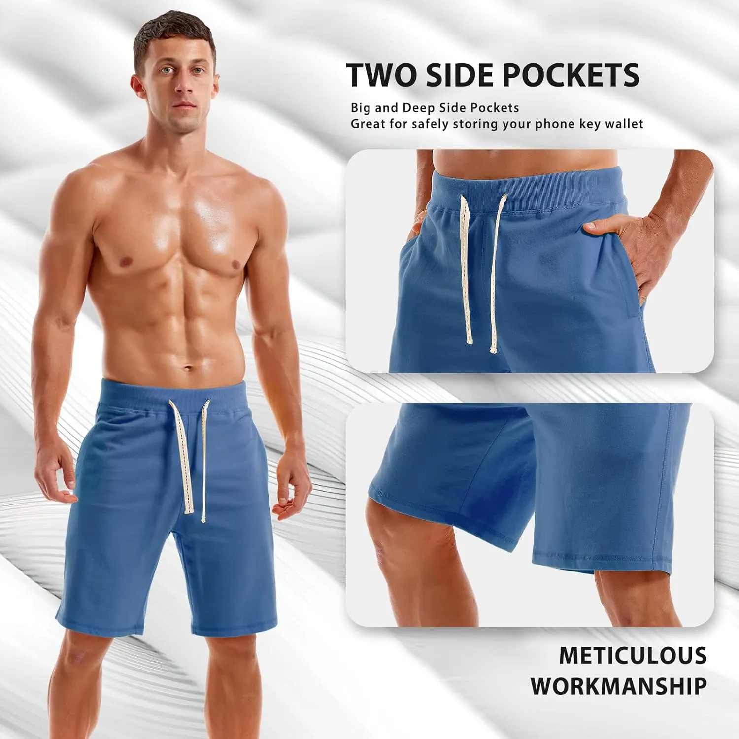 AMY COULEE Men's Casual Classic Shorts Athletic Cotton Sweat Shorts with Drawstring