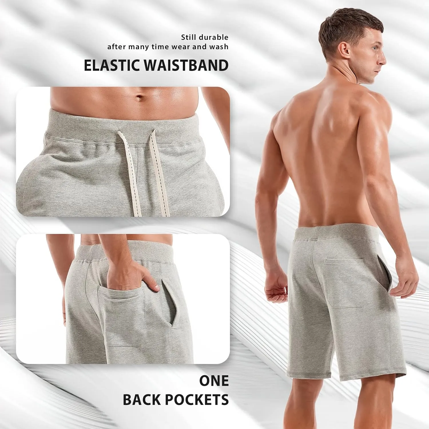 AMY COULEE Men's Casual Classic Shorts Athletic Cotton Sweat Shorts with Drawstring