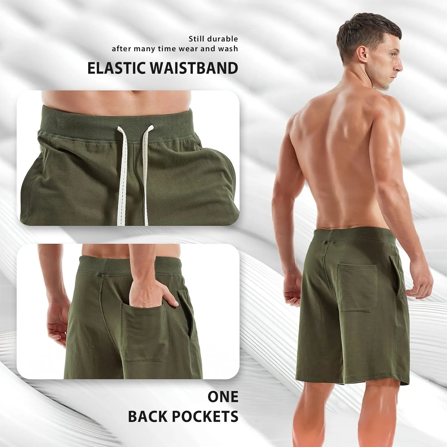 AMY COULEE Men's Casual Classic Shorts Athletic Cotton Sweat Shorts with Drawstring