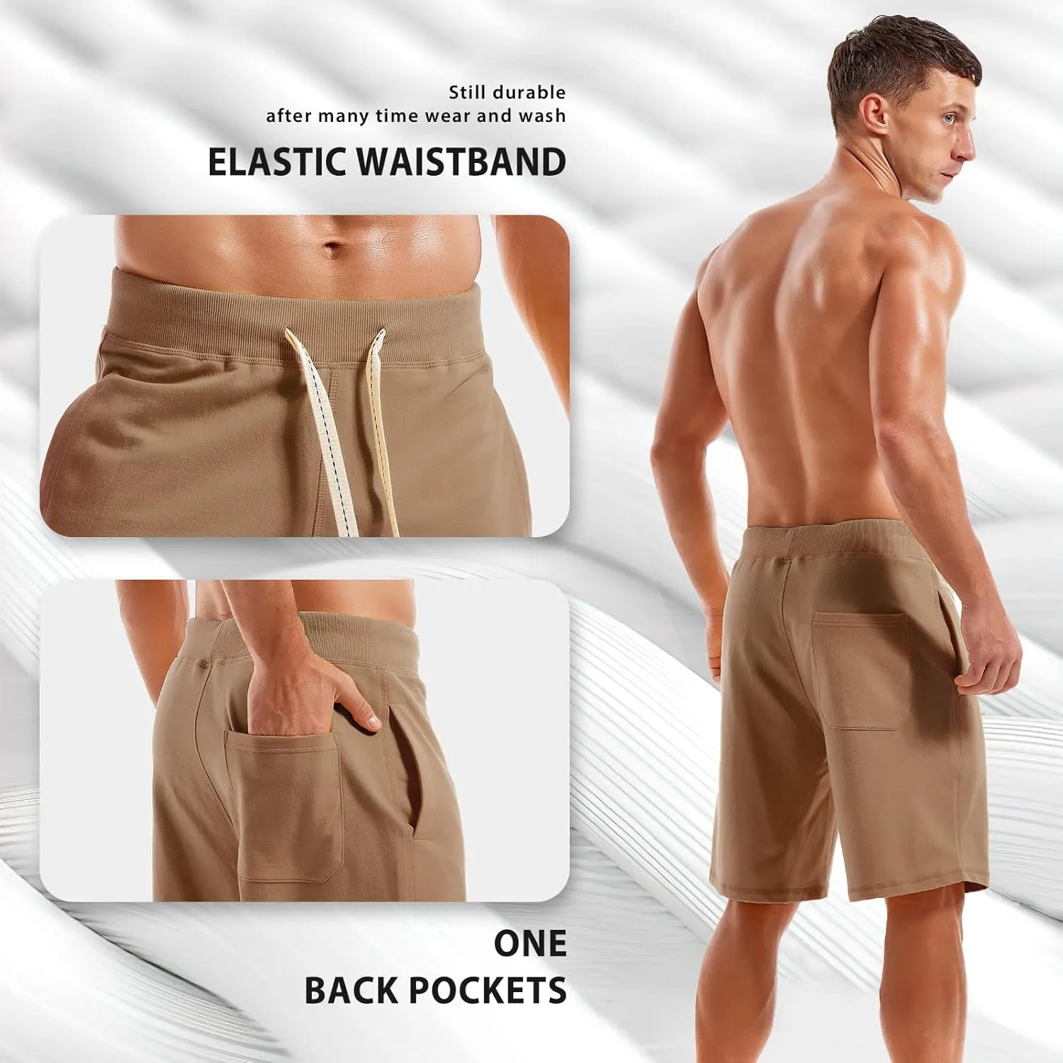 AMY COULEE Men's Casual Classic Shorts Athletic Cotton Sweat Shorts with Drawstring