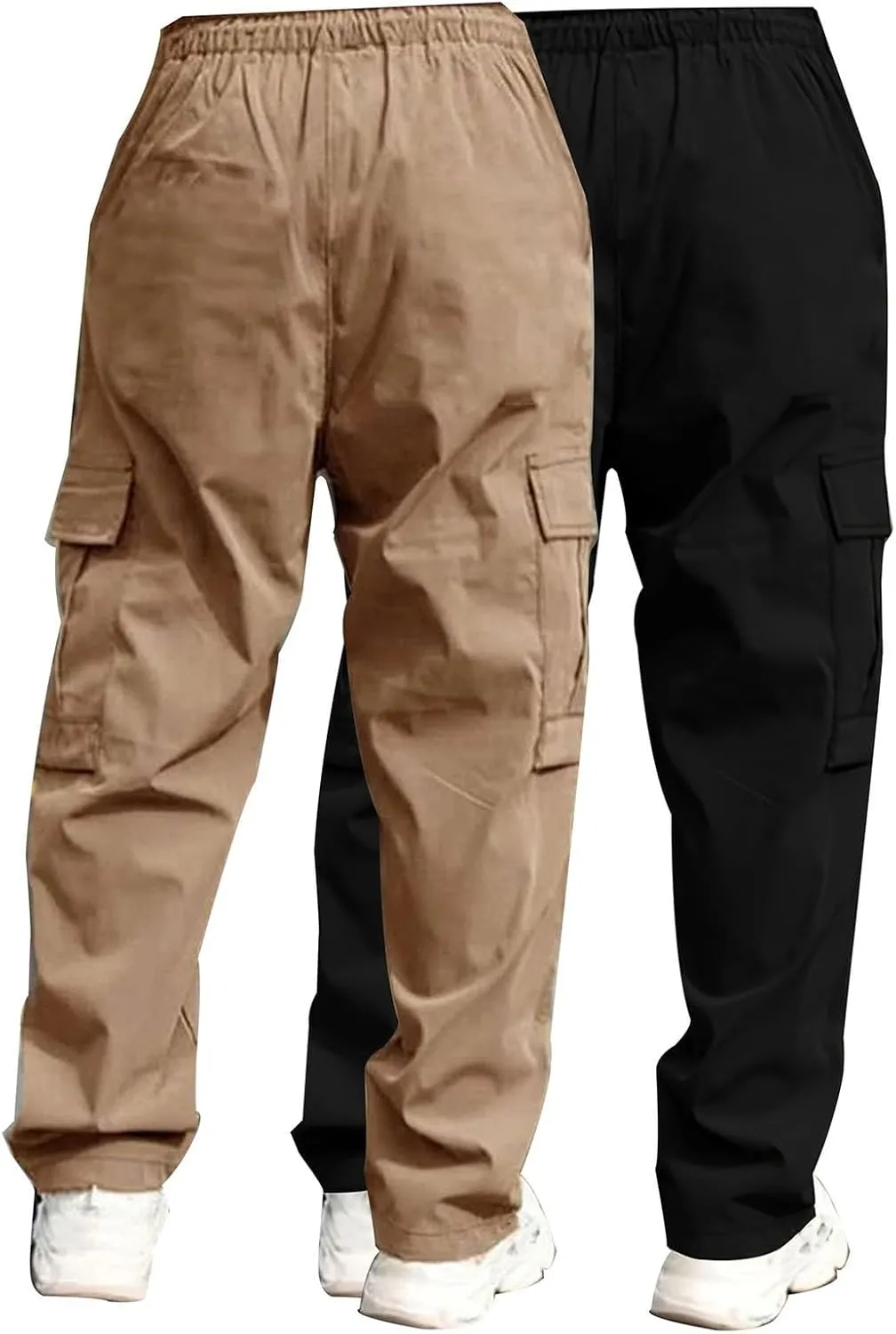 Aymnlox Mens Lightweight Cargo Pants Fall and Winter Casual Hiking Jogger Trousers with Multi Pockets Drawstring Sweatpants