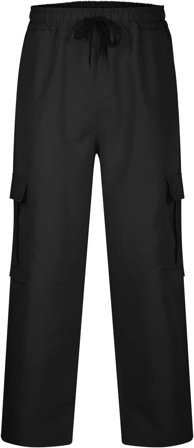 Aymnlox Mens Lightweight Cargo Pants Fall and Winter Casual Hiking Jogger Trousers with Multi Pockets Drawstring Sweatpants