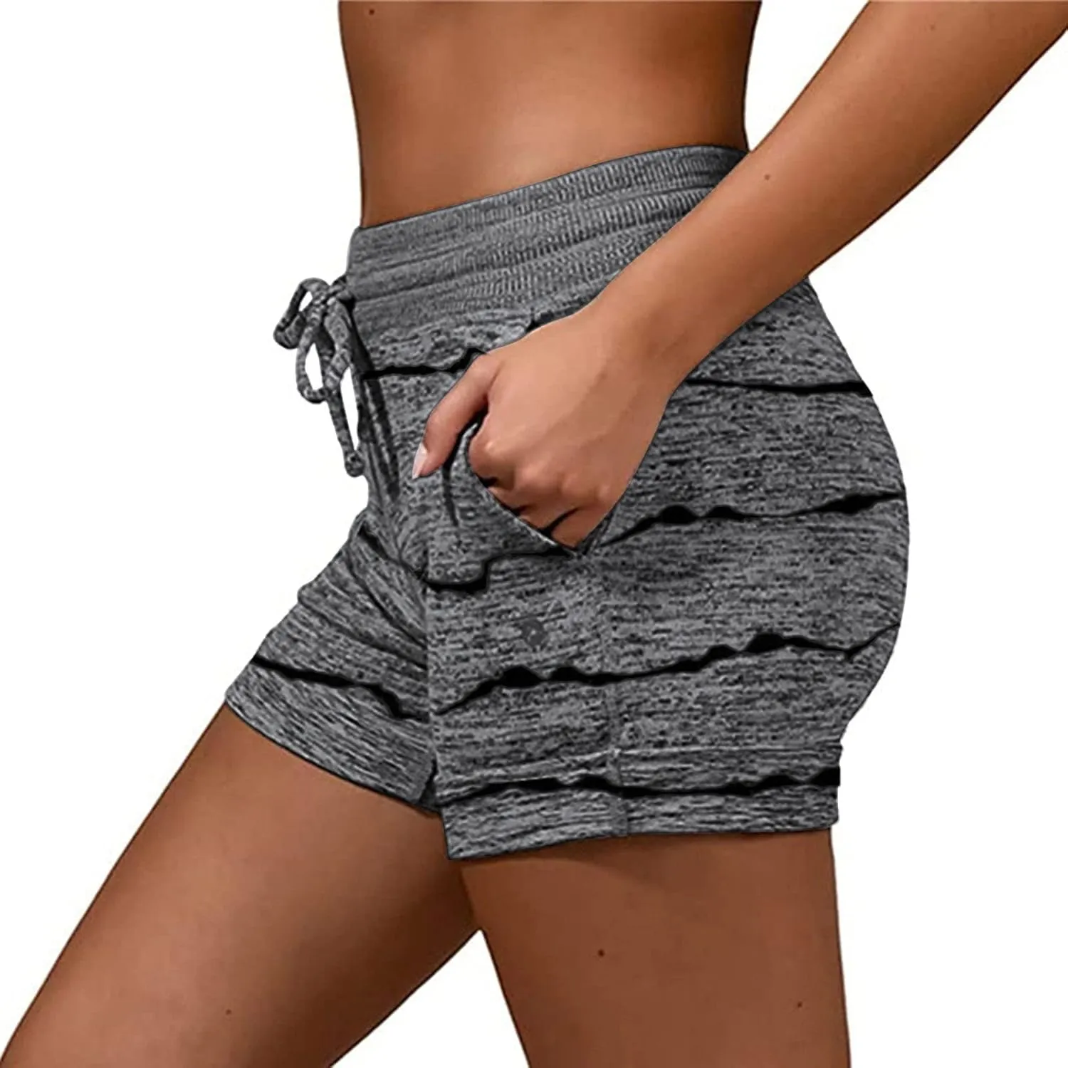 Bermuda Shorts for Women Drawstring Elastic High Waist Sport American Flag Star Printed Butt Lifting up Sweatpant