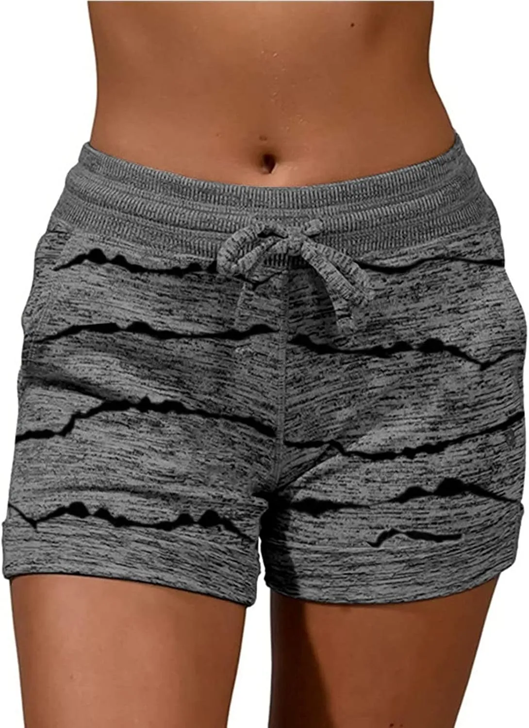 Bermuda Shorts for Women Drawstring Elastic High Waist Sport American Flag Star Printed Butt Lifting up Sweatpant