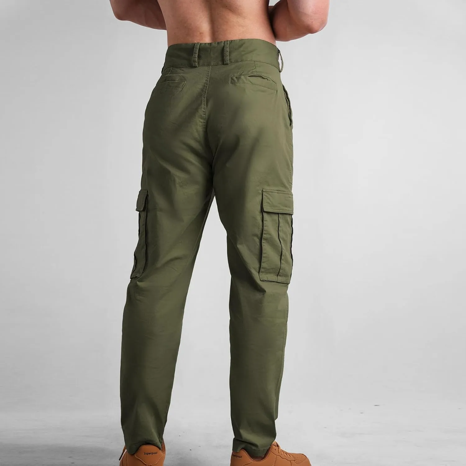 Bidobibo Cargo Pants for Men Relaxed Fit Elastic Waist Tactical Pants Multi-Pocket Cargo Pants Outdoor Work Trousers 2025