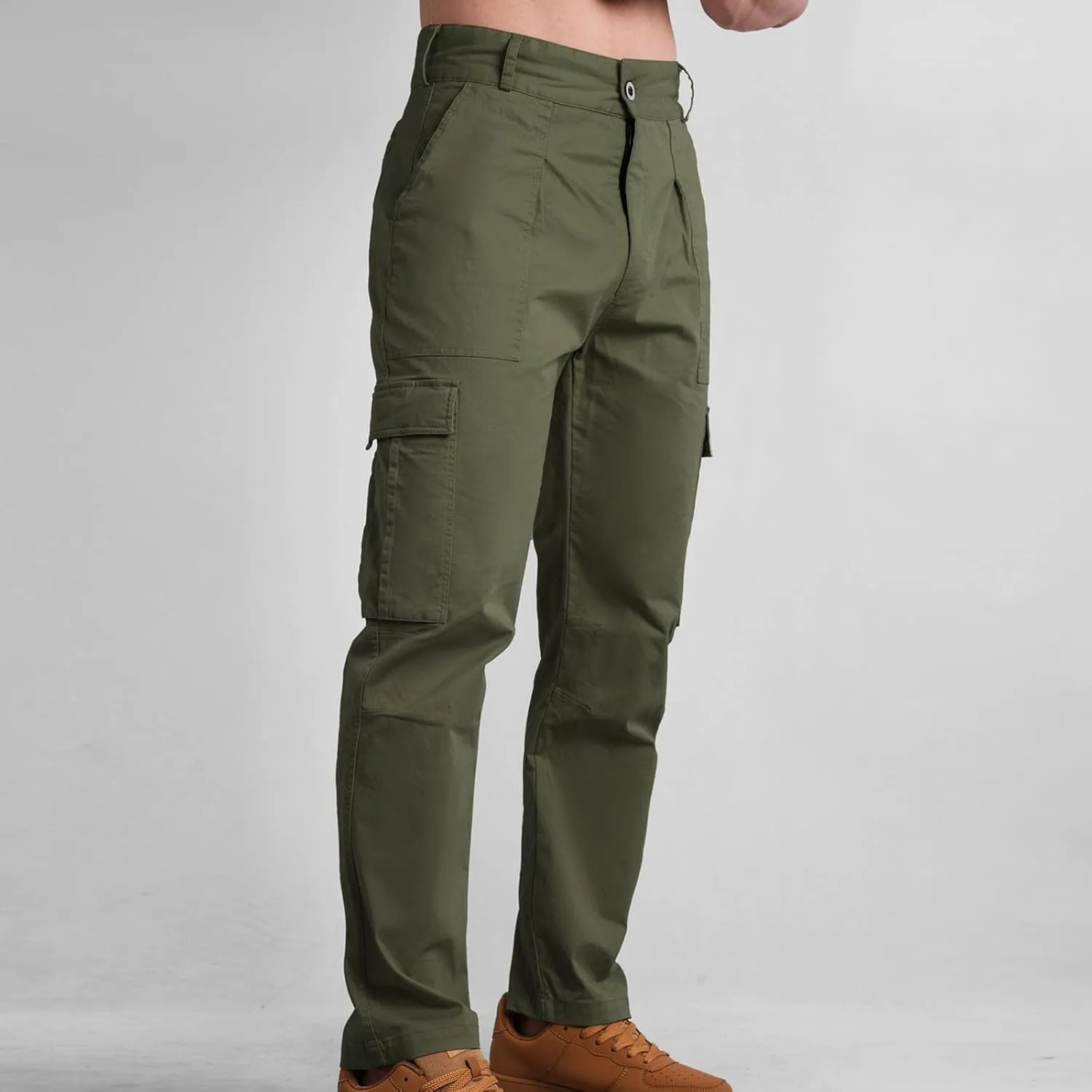 Bidobibo Cargo Pants for Men Relaxed Fit Elastic Waist Tactical Pants Multi-Pocket Cargo Pants Outdoor Work Trousers 2025