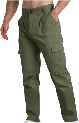 Bidobibo Cargo Pants for Men Relaxed Fit Elastic Waist Tactical Pants Multi-Pocket Cargo Pants Outdoor Work Trousers 2025