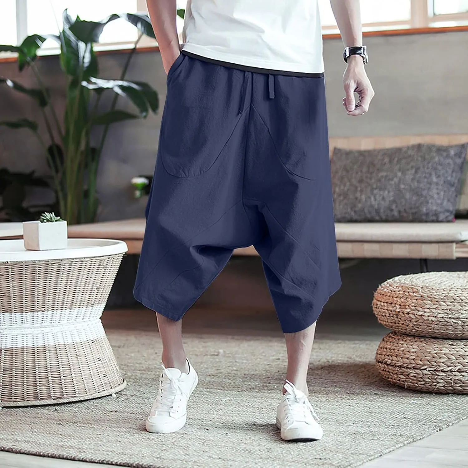 Big and Tall Sweatpants for Men Pants 6 Pocket Full Outdoor Casual Sweatpants Sweatpants for Men Pants Casual Rope