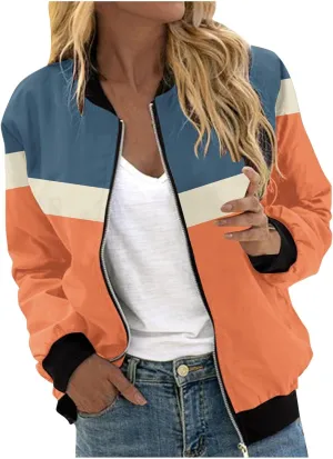 Binmer Women's Bomber Jacket Casual Zip Up Coat 2024 Fall Fashion Lightweight Outerwear Windbreaker with Pockets S-XXL