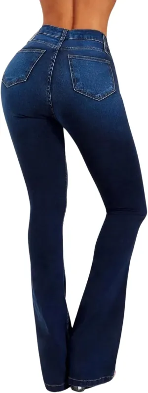 Bootcut Jeans for Women Butt Lifting Stretchy Flare Jeans High Waisted Curvy Skinny Denim Pants Tummy Control