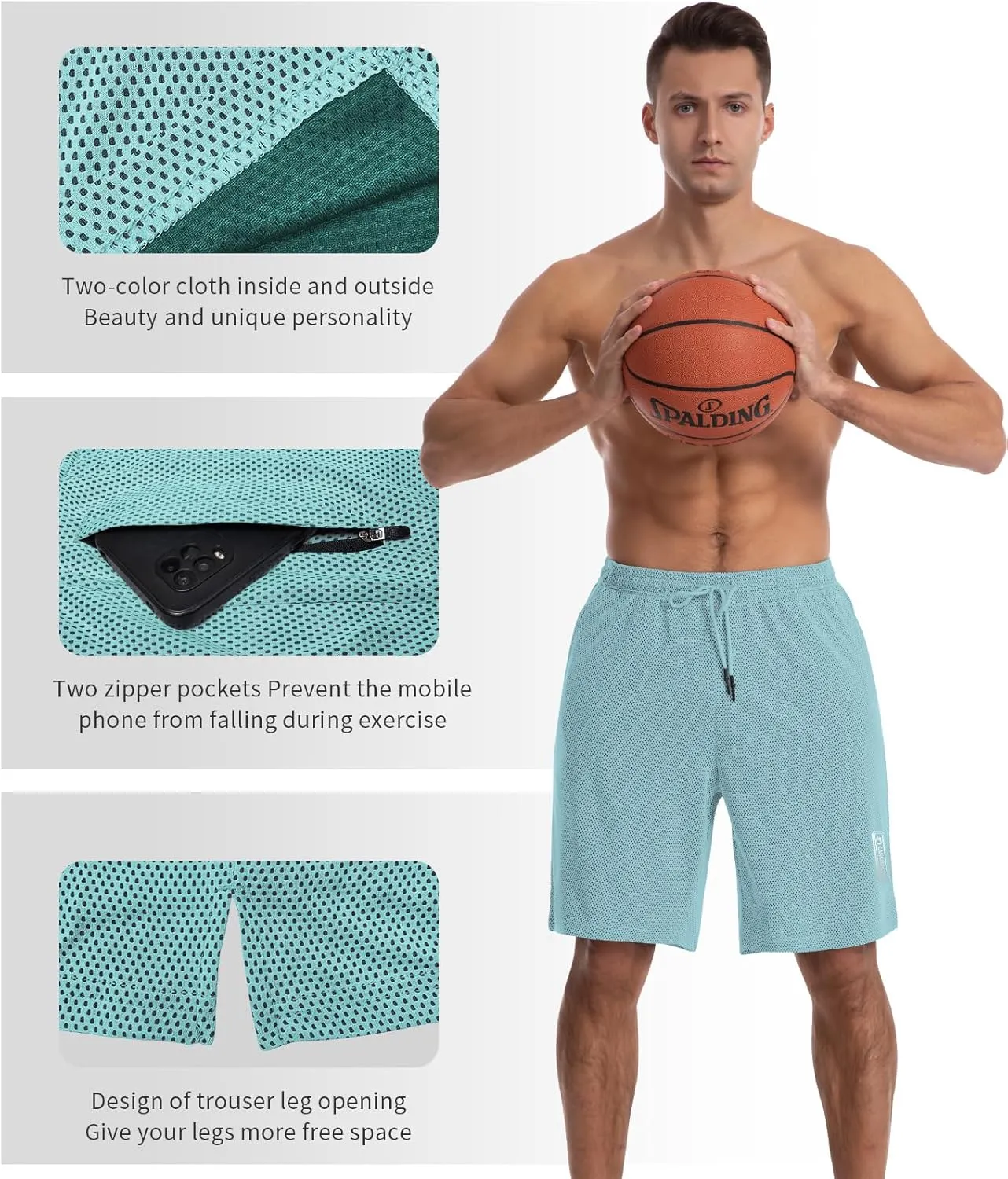CANGHPGIN Mens Athletic Wear Mesh Basketball Shorts with Pockets, Quick Dry Gym Shorts 9 inch Running Workout Shorts for Men