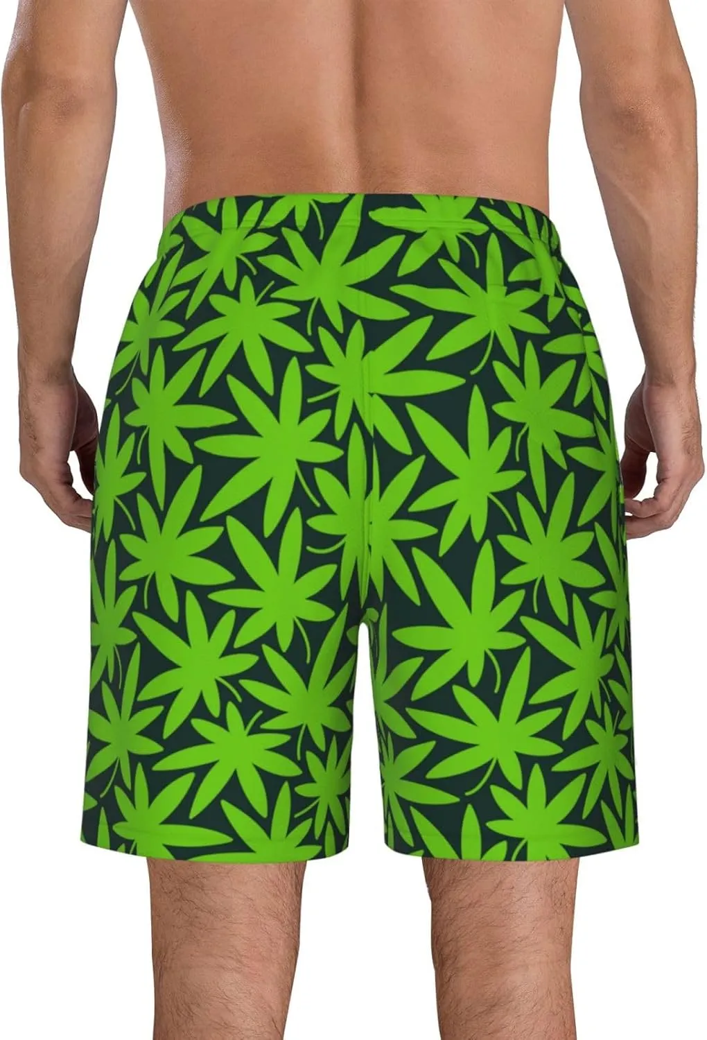 Cannabis Plant Mens Swim Trunks Fashion Men's Board Shorts Quick Dry Swim Shorts with Mesh Lining
