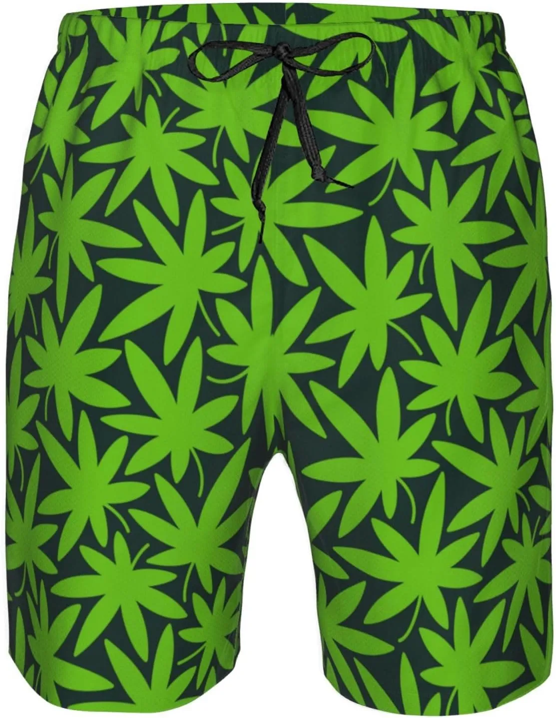 Cannabis Plant Mens Swim Trunks Fashion Men's Board Shorts Quick Dry Swim Shorts with Mesh Lining