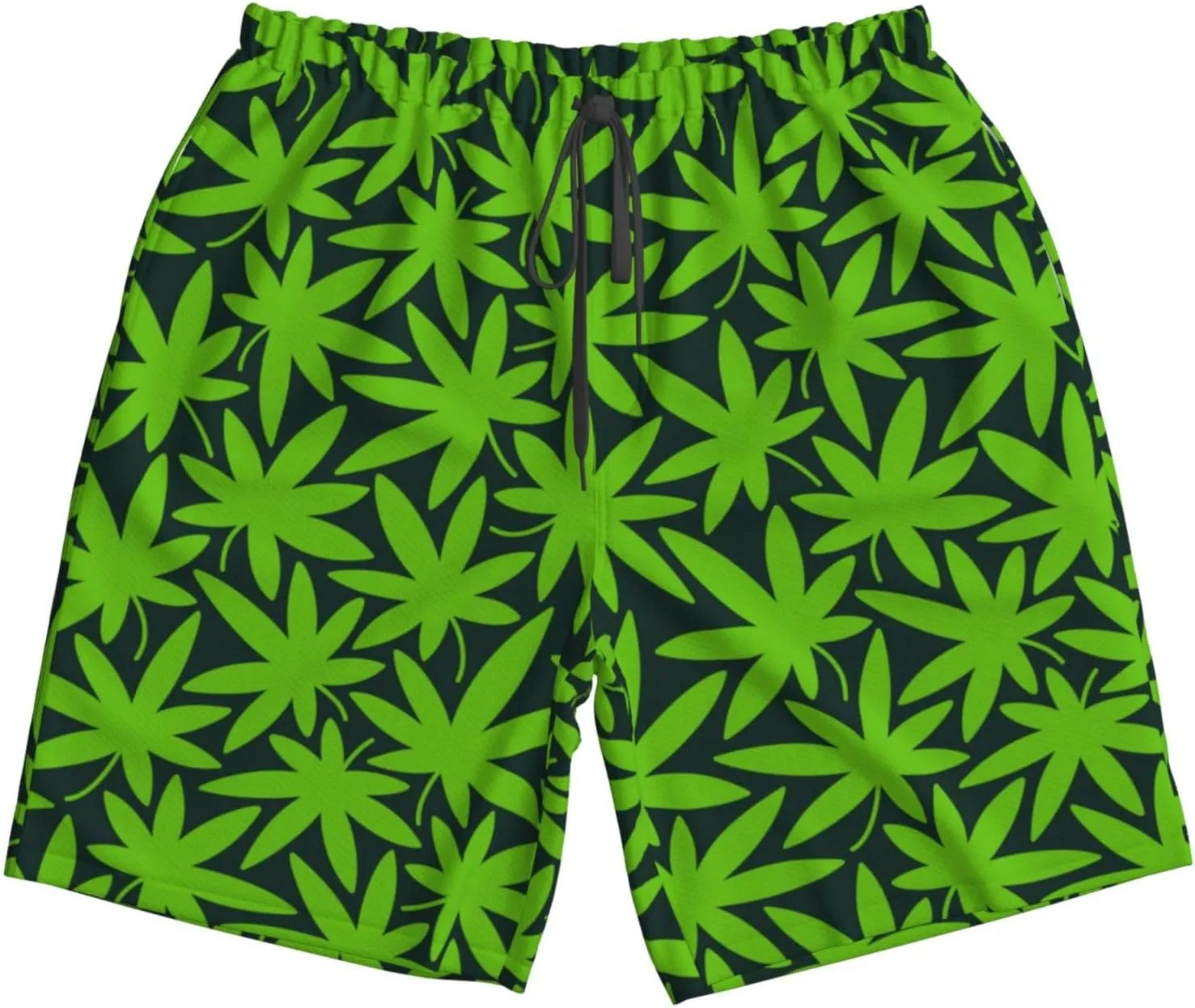 Cannabis Plant Mens Swim Trunks Fashion Men's Board Shorts Quick Dry Swim Shorts with Mesh Lining