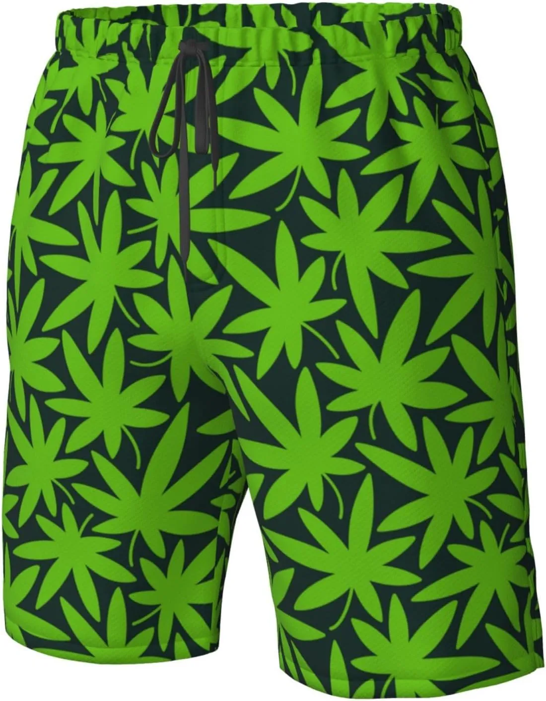 Cannabis Plant Mens Swim Trunks Fashion Men's Board Shorts Quick Dry Swim Shorts with Mesh Lining