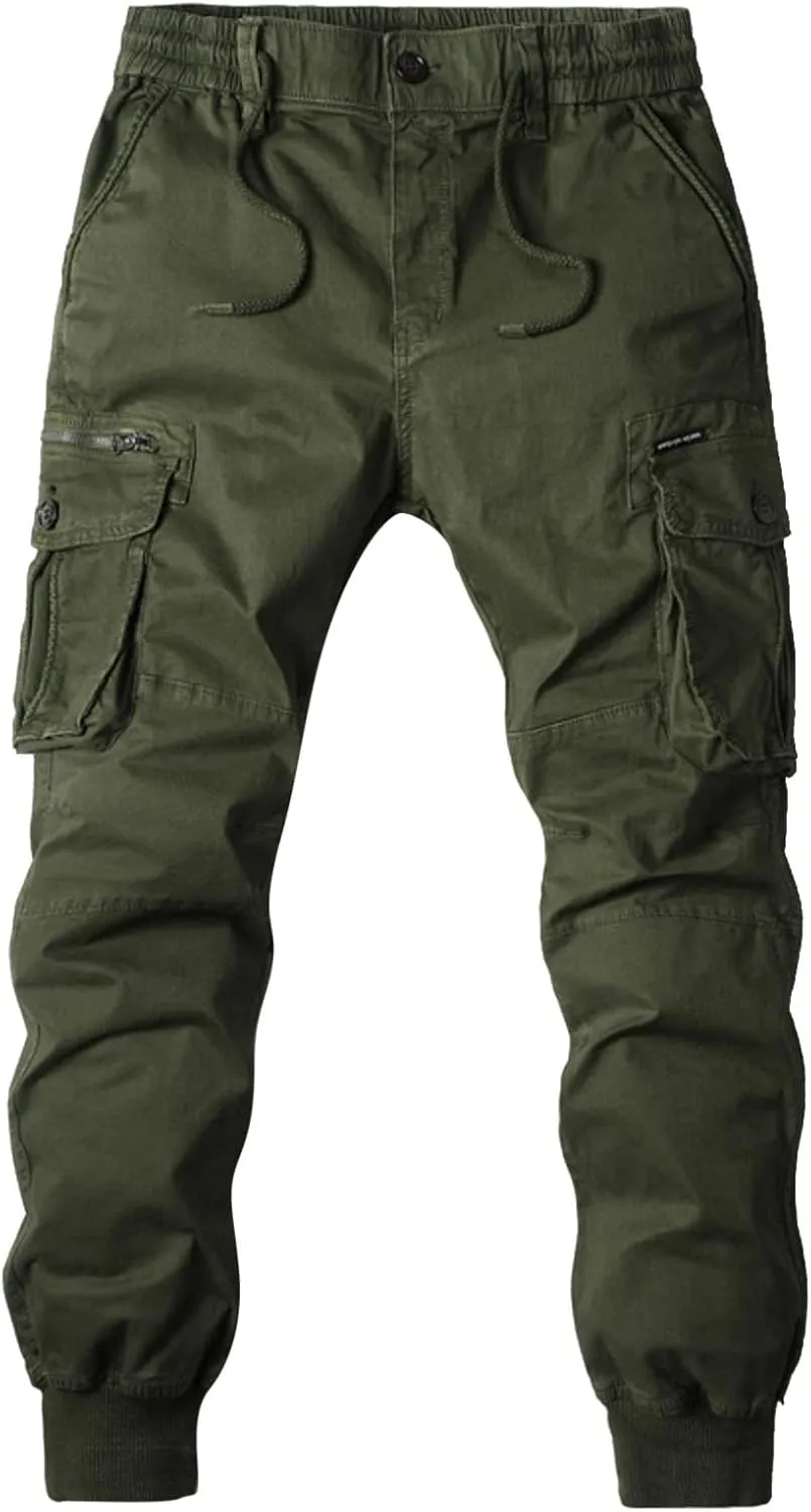 Cargo Pants for Men Big and Tall, Pants Men's Sweatpants with Pockets Solid Fleece Heavyweight Long Overalls Casual