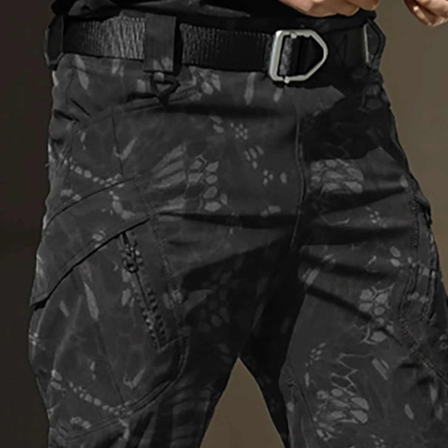 Cargo Pants for Men Camouflage Multi Pockets Elastic Waistband Trousers Fitness Training Work Casual Loose Fit Pants