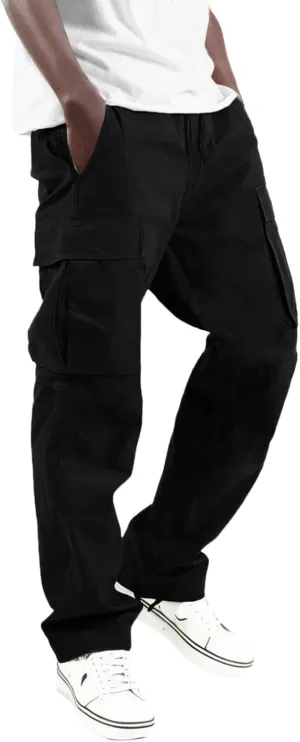 Cargo Pants for Men Joggers Sweatpants Relaxed Fit Work Pants with Multi Pockets Straight Leg Cargo Sweat Pants