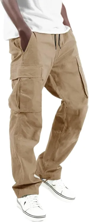 Cargo Pants for Men Joggers Sweatpants Relaxed Fit Work Pants with Multi Pockets Straight Leg Cargo Sweat Pants
