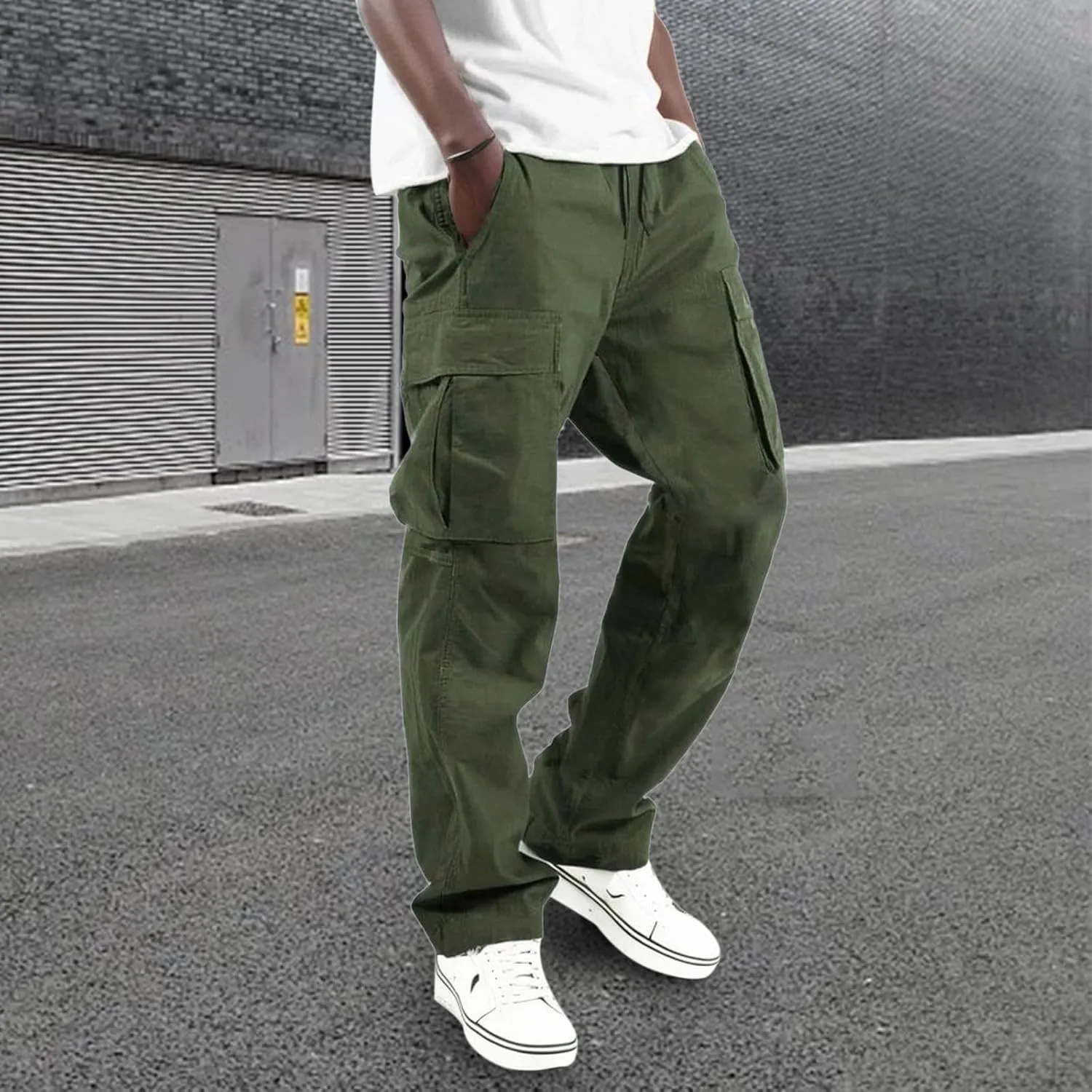 Cargo Pants for Men Joggers Sweatpants Relaxed Fit Work Pants with Multi Pockets Straight Leg Cargo Sweat Pants