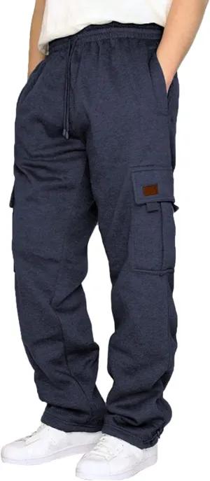 Cargo Pants For Men Mens Casual Heavyweight Cargo Fleece Sweatpants Stretch Elastic Sports Jogger Trousers Pants