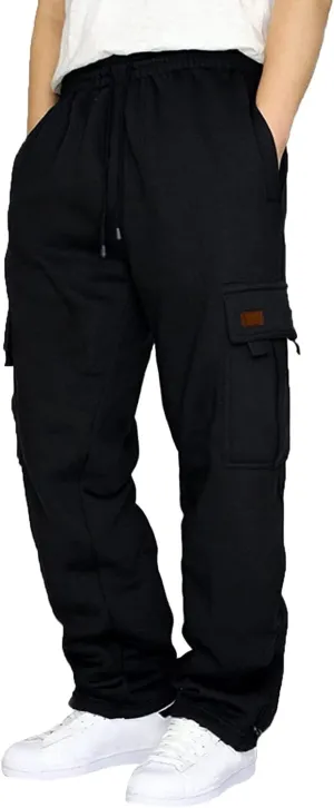 Cargo Pants For Men Mens Heavyweight Cargo Fleece Sweatpants Casual Stretch Elastic Sports Jogger Trousers Pants