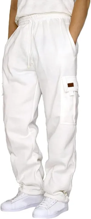 Cargo Pants For Men Mens Heavyweight Cargo Fleece Sweatpants Casual Stretch Elastic Sports Jogger Trousers Pants