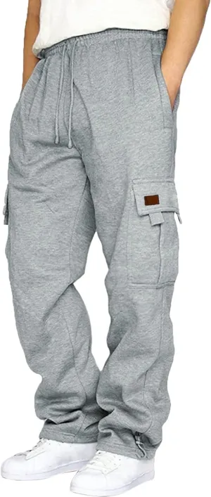 Cargo Pants For Men Mens Heavyweight Cargo Fleece Sweatpants Casual Stretch Elastic Sports Jogger Trousers Pants