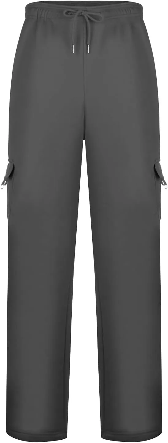 Cargo Pants For Men Men's Heavyweight Cargo Fleece Sweatpants Fashion Stretch Elastic Sports Jogger Trousers Pants