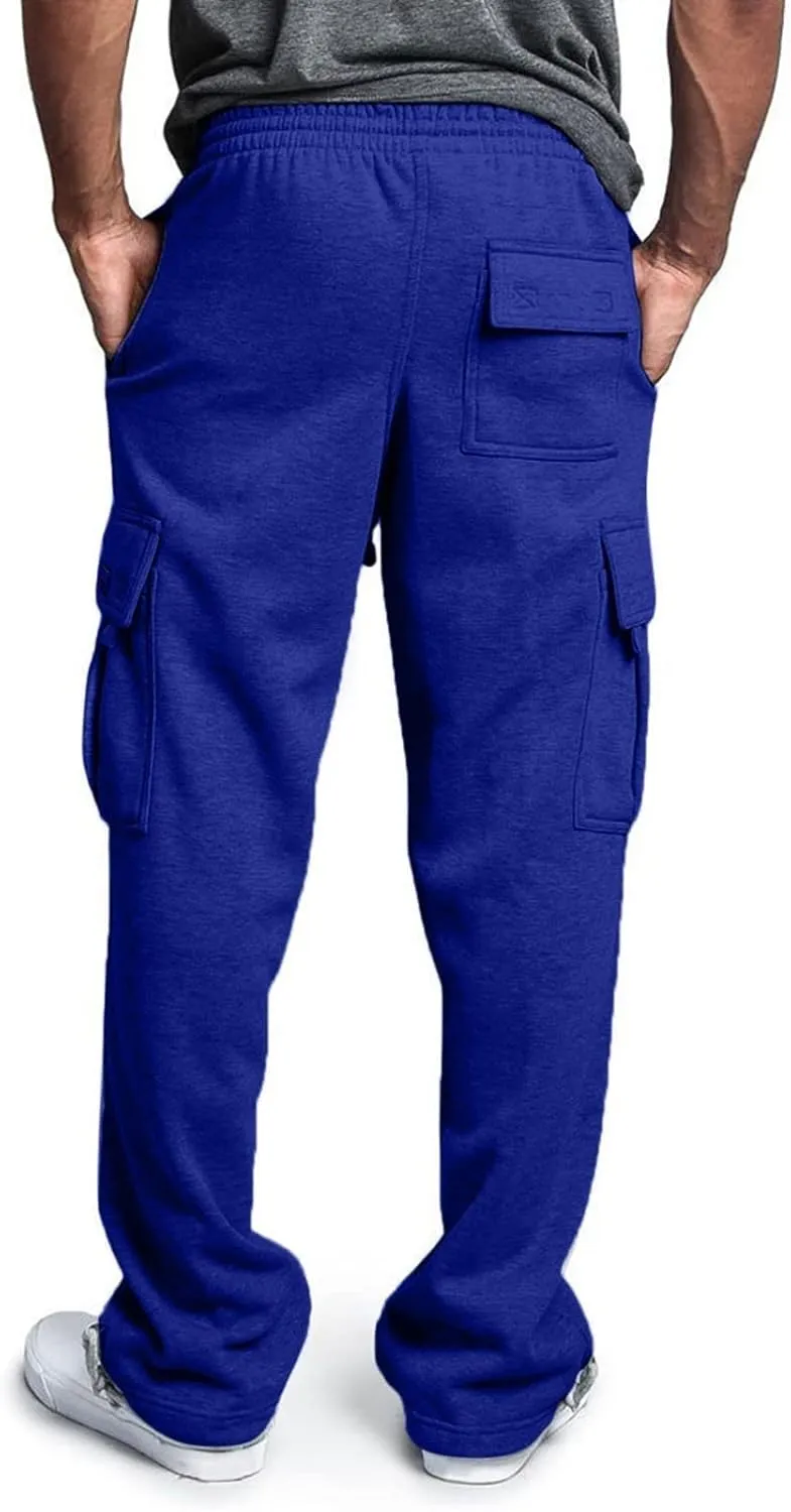 Cargo Pants For Men Mens Trendy Heavyweight Cargo Fleece Sweatpants Stretch Elastic Sports Jogger Trousers Pants