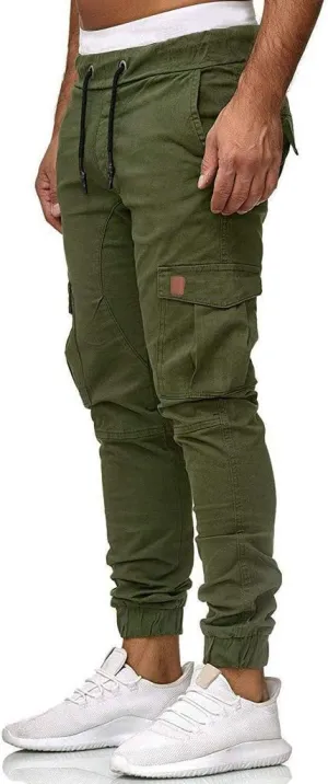 Cargo Pants for Men Relaxed Fit Cargo Sweatpants Stretch Elastic Waist Athletic Workout Jogger Pants Drawstring Sport