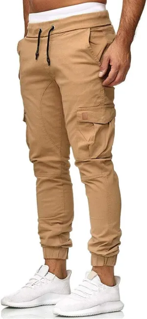 Cargo Pants for Men Relaxed Fit Cargo Sweatpants Stretch Elastic Waist Athletic Workout Jogger Pants Drawstring Sport