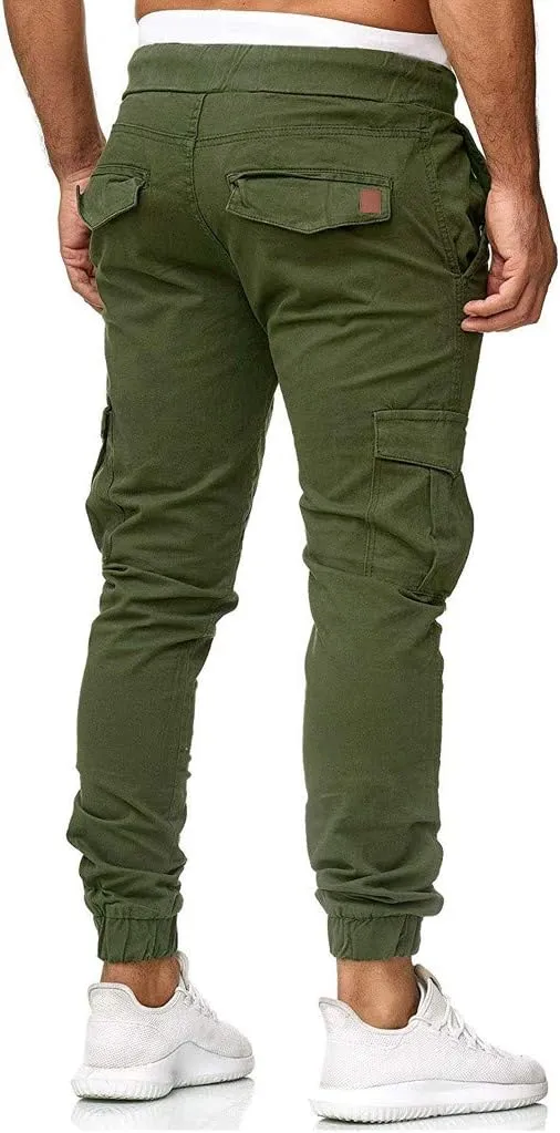 Cargo Pants for Men Relaxed Fit Cargo Sweatpants Stretch Elastic Waist Athletic Workout Jogger Pants Drawstring Sport