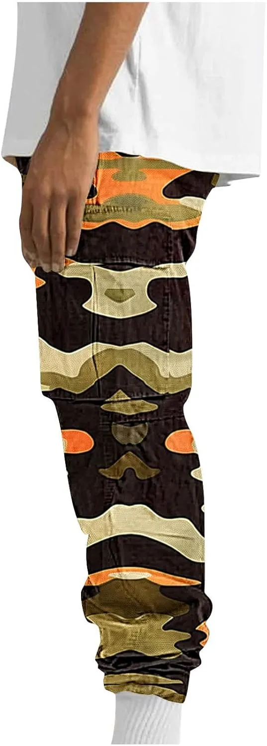 Cargo Pants for Men Relaxed Fit Casual Camo Pants Lightweight Straight Cargo Sweatpants Outdoor Work Hiking Joggers