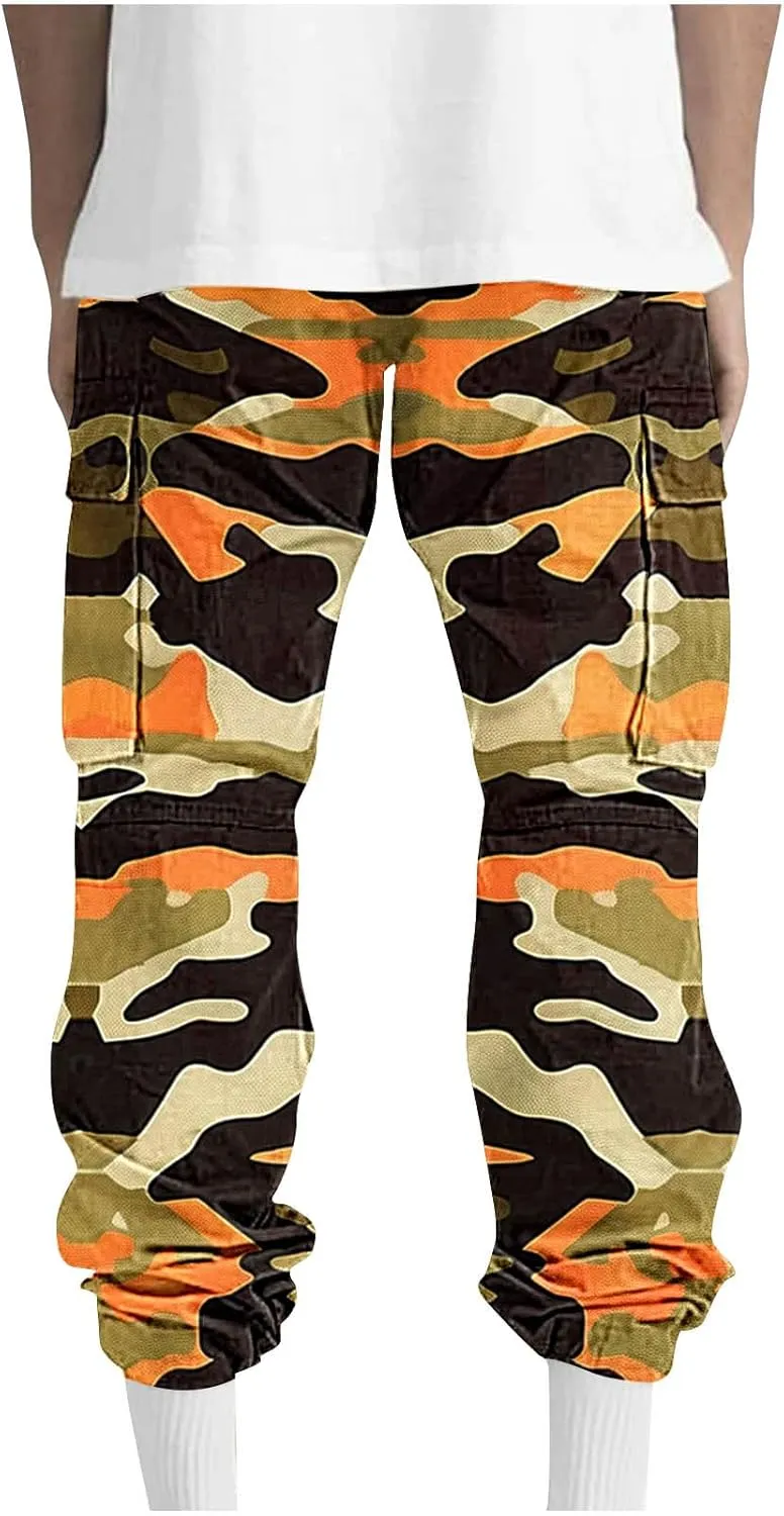 Cargo Pants for Men Relaxed Fit Casual Camo Pants Lightweight Straight Cargo Sweatpants Outdoor Work Hiking Joggers