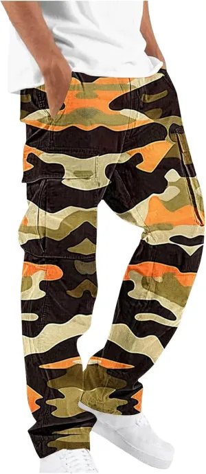 Cargo Pants for Men Relaxed Fit Casual Camo Pants Lightweight Straight Cargo Sweatpants Outdoor Work Hiking Joggers