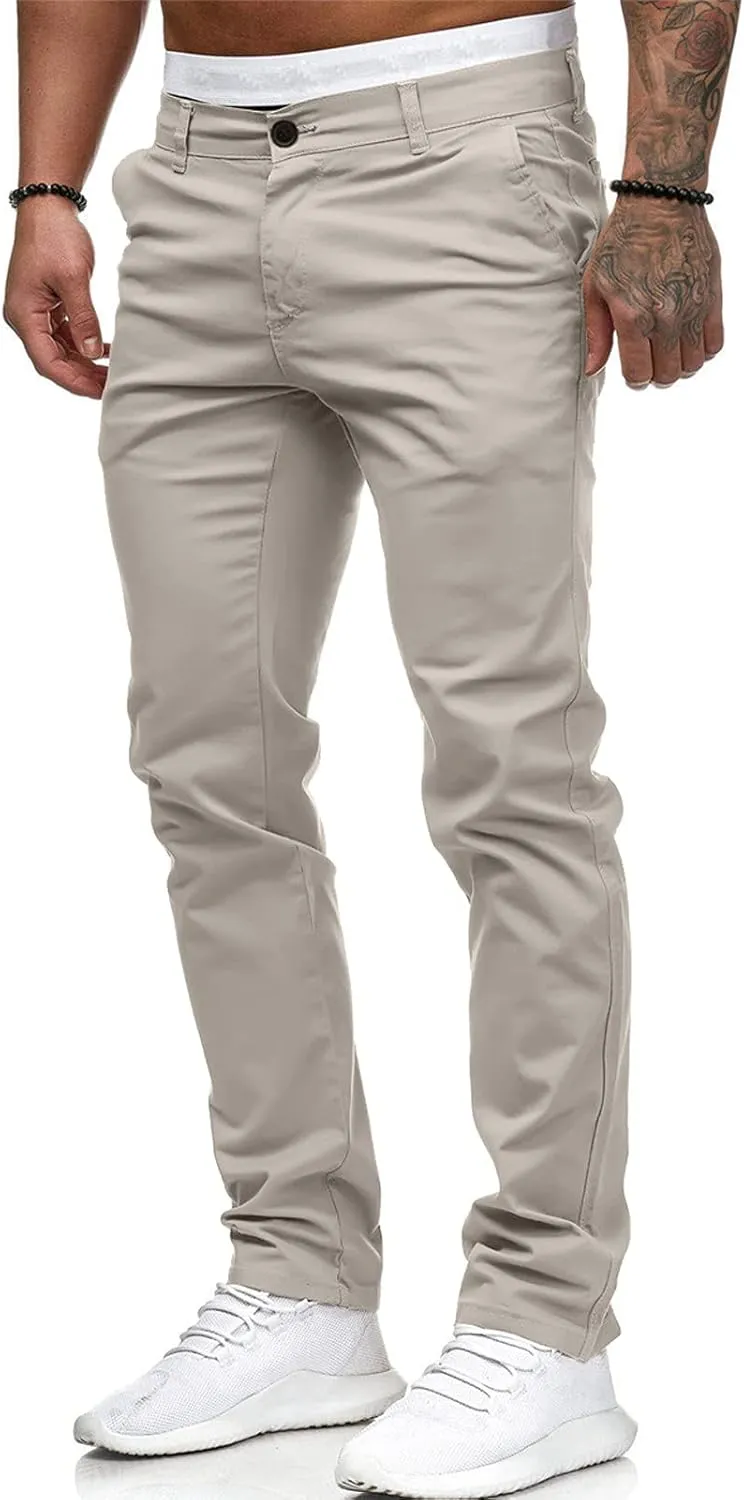 Cargo Pants for Men Relaxed Fit Casual Joggers Pants Cotton Drawstring Chino Workout Sweatpants Casual Long Trousers