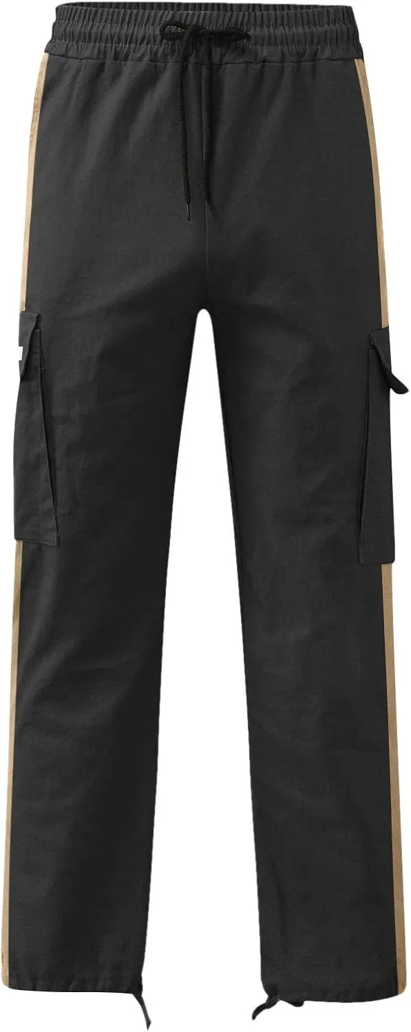 Cargo Pants for Men Relaxed Fit Fleece Sweatpants Stretch Elastic Waist Jogger Baggy Sports Pants Drawstring Sports