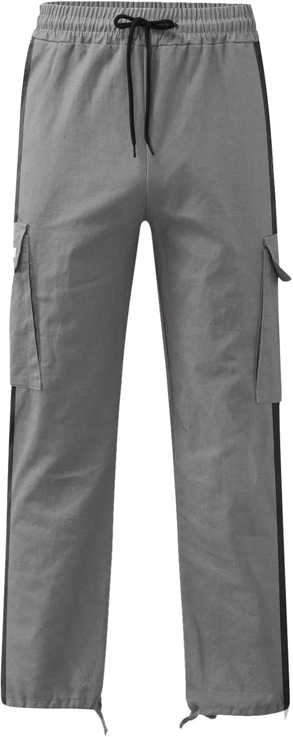 Cargo Pants for Men Relaxed Fit Fleece Sweatpants Stretch Elastic Waist Jogger Baggy Sports Pants Drawstring Sports