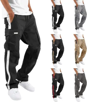 Cargo Pants for Men Relaxed Fit Fleece Sweatpants Stretch Elastic Waist Jogger Baggy Sports Pants Drawstring Sports