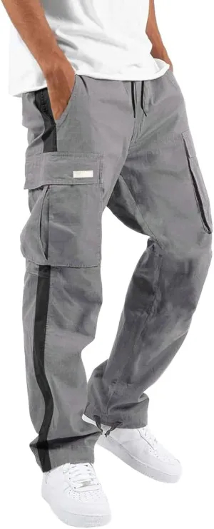 Cargo Pants for Men Relaxed Fit Fleece Sweatpants Stretch Elastic Waist Jogger Baggy Sports Pants Drawstring Sports