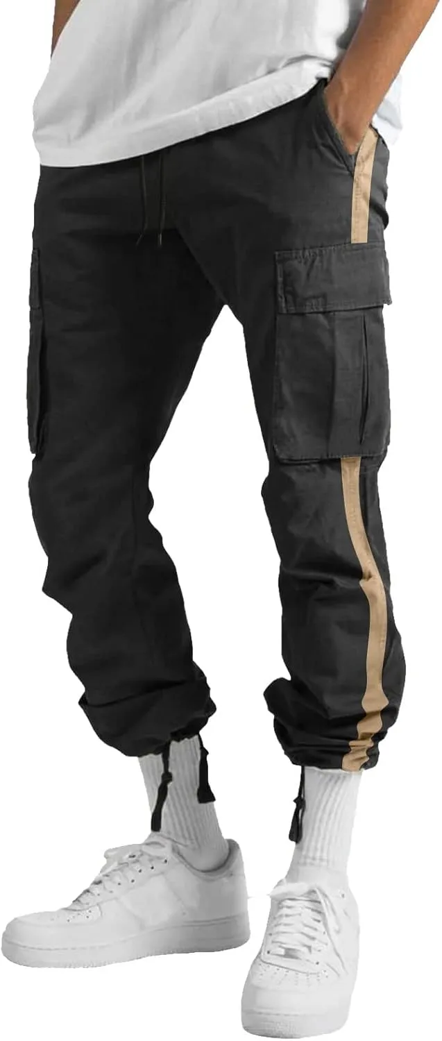 Cargo Pants for Men Relaxed Fit Fleece Sweatpants Stretch Elastic Waist Jogger Baggy Sports Pants Drawstring Sports