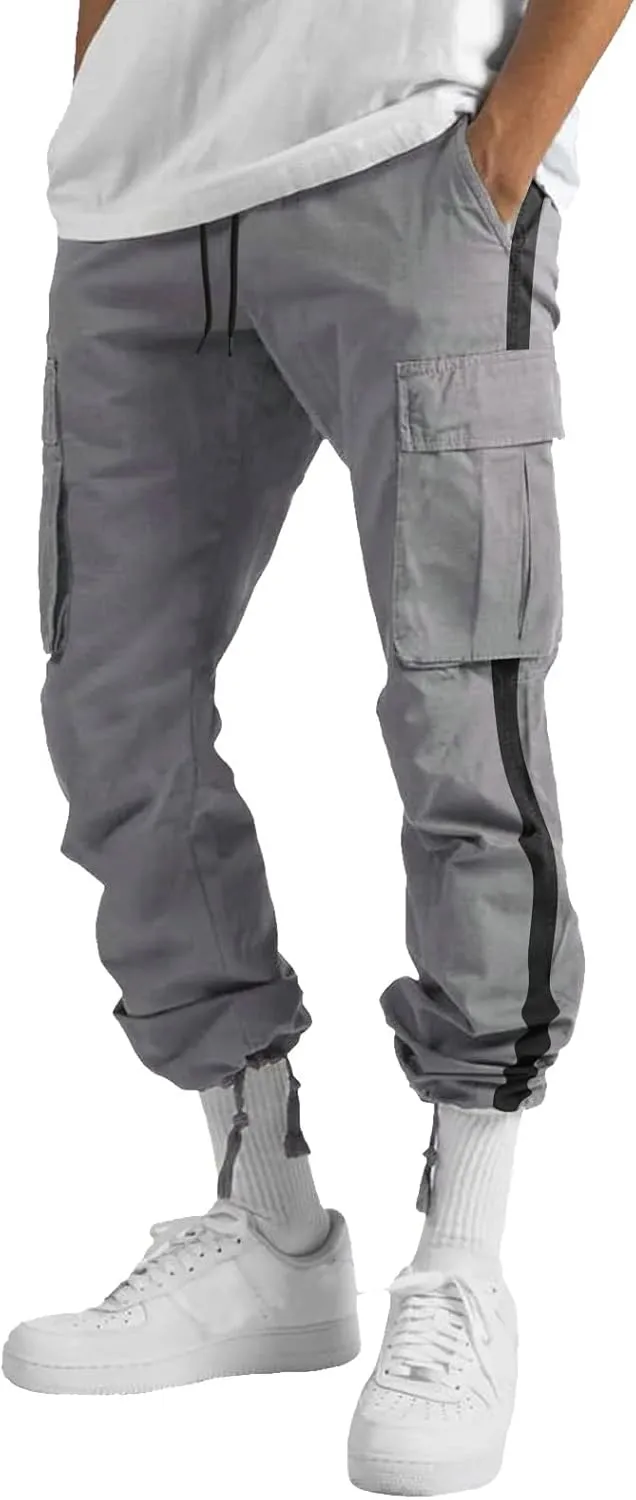 Cargo Pants for Men Relaxed Fit Fleece Sweatpants Stretch Elastic Waist Jogger Baggy Sports Pants Drawstring Sports