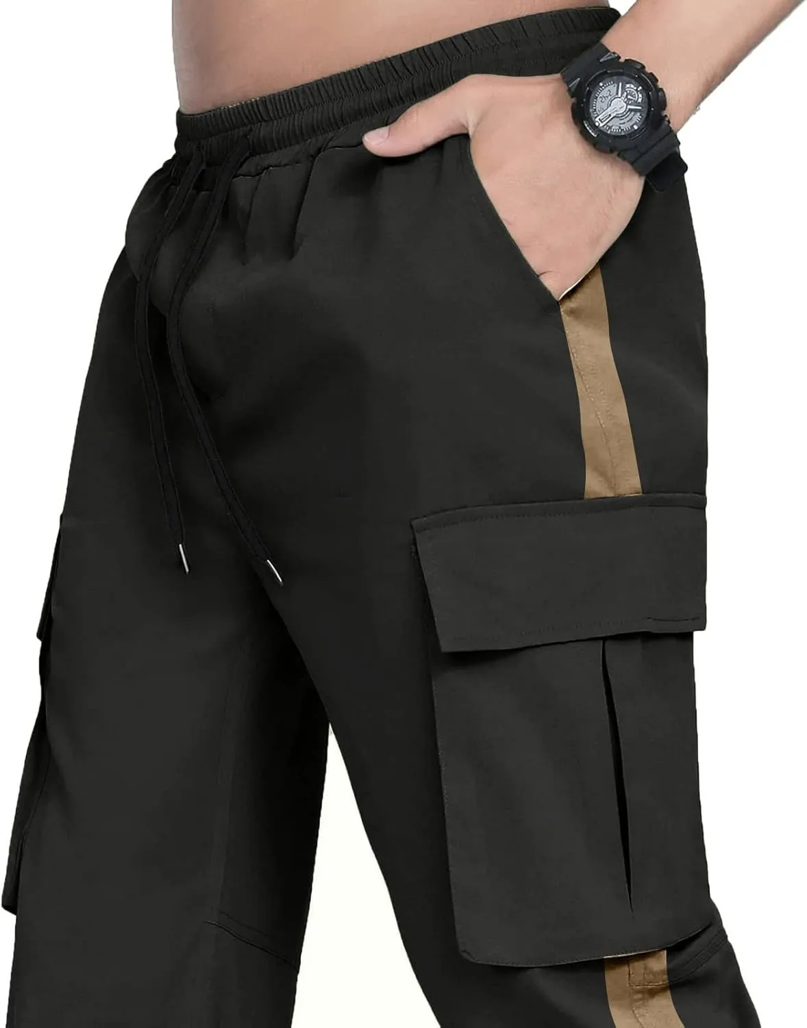 Cargo Pants for Men Relaxed Fit Fleece Sweatpants Stretch Elastic Waist Jogger Baggy Sports Pants Drawstring Sports