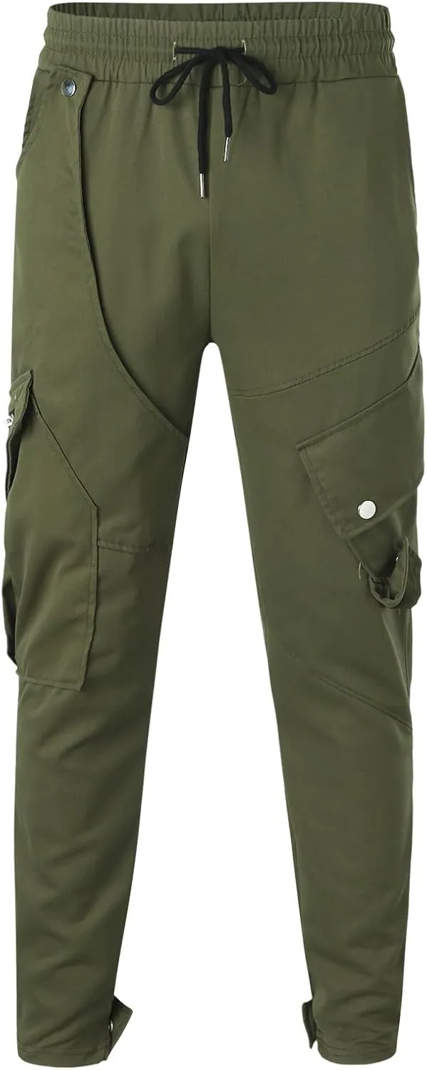 Cargo Pants for Men Relaxed Fit Joggers Men's Heavyweight Cargo Fleece Sweatpants Stretch Elastic Waist Hiking Pants