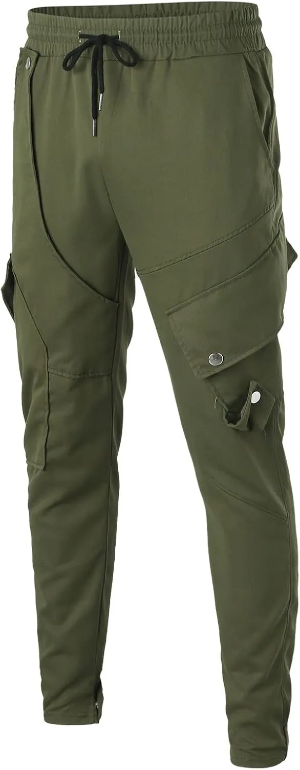 Cargo Pants for Men Relaxed Fit Joggers Men's Heavyweight Cargo Fleece Sweatpants Stretch Elastic Waist Hiking Pants